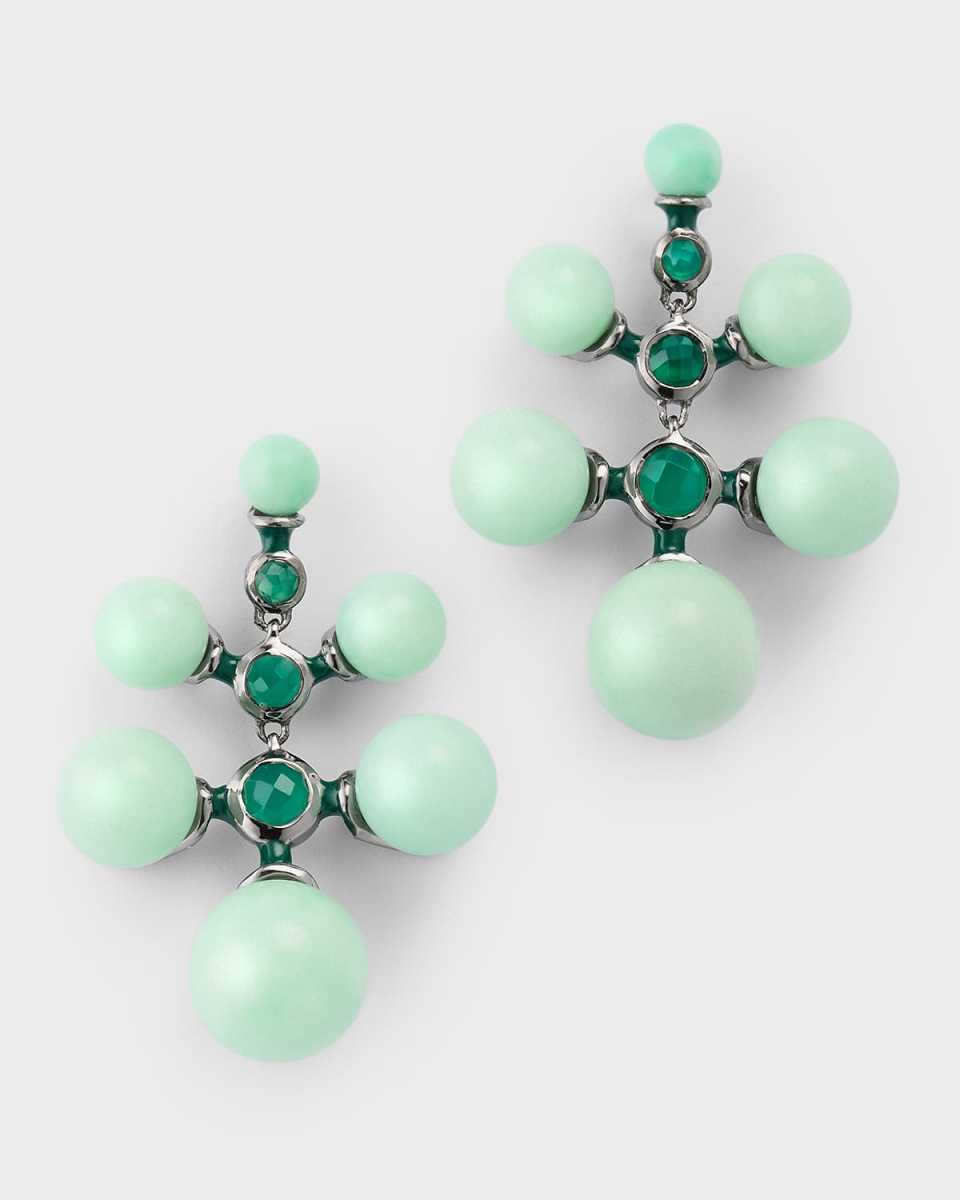 Radiant Chrysoprase And Emerald Statement Drop Earrings
